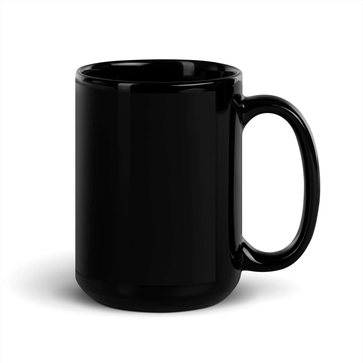4 Vision Signature Ceramic Mug in shiny black, ideal for coffee, tea, and showcasing your eyewear accessories.