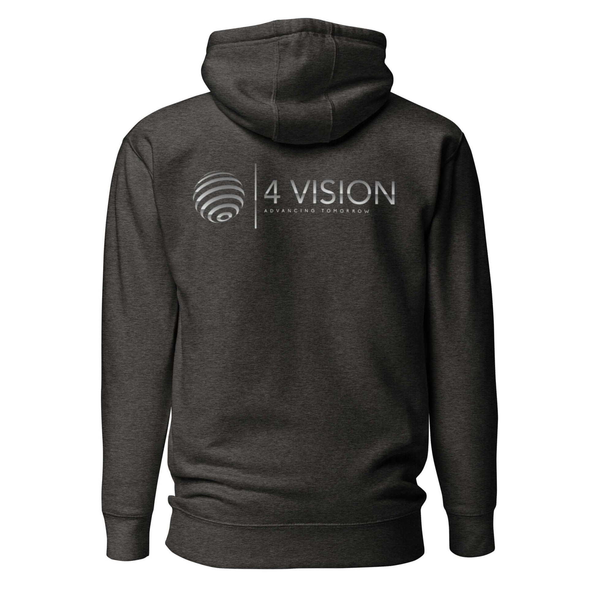 4 Vision Premium Streetwear Hoodie – Classic Fit with Pouch Pocket, back view showcasing logo design.