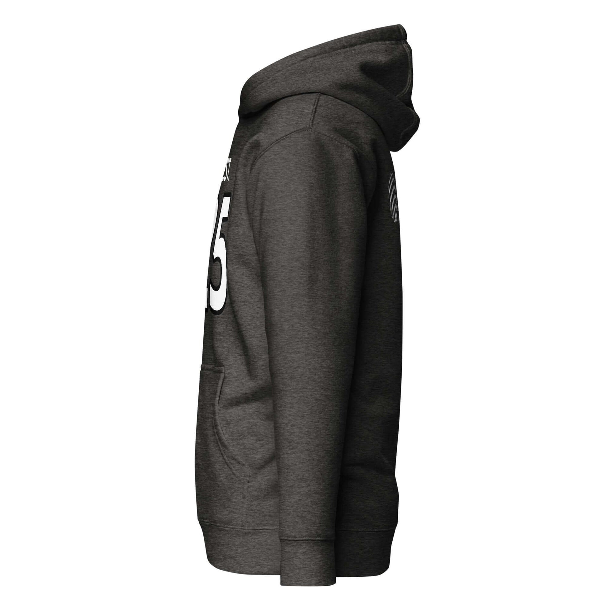 4 Vision Premium Streetwear Hoodie – Classic Fit with Pouch Pocket shown in side view, highlighting its design and comfort.