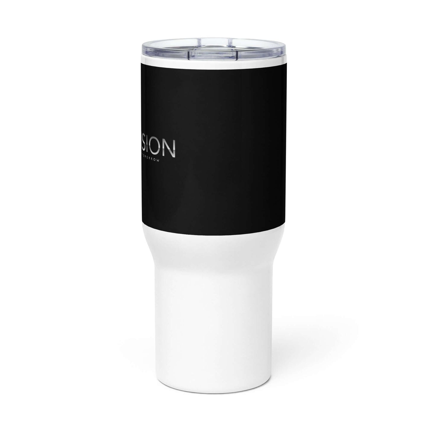 4 Vision Stainless Steel Travel Mug in black and white design for stylish hydration on the go.