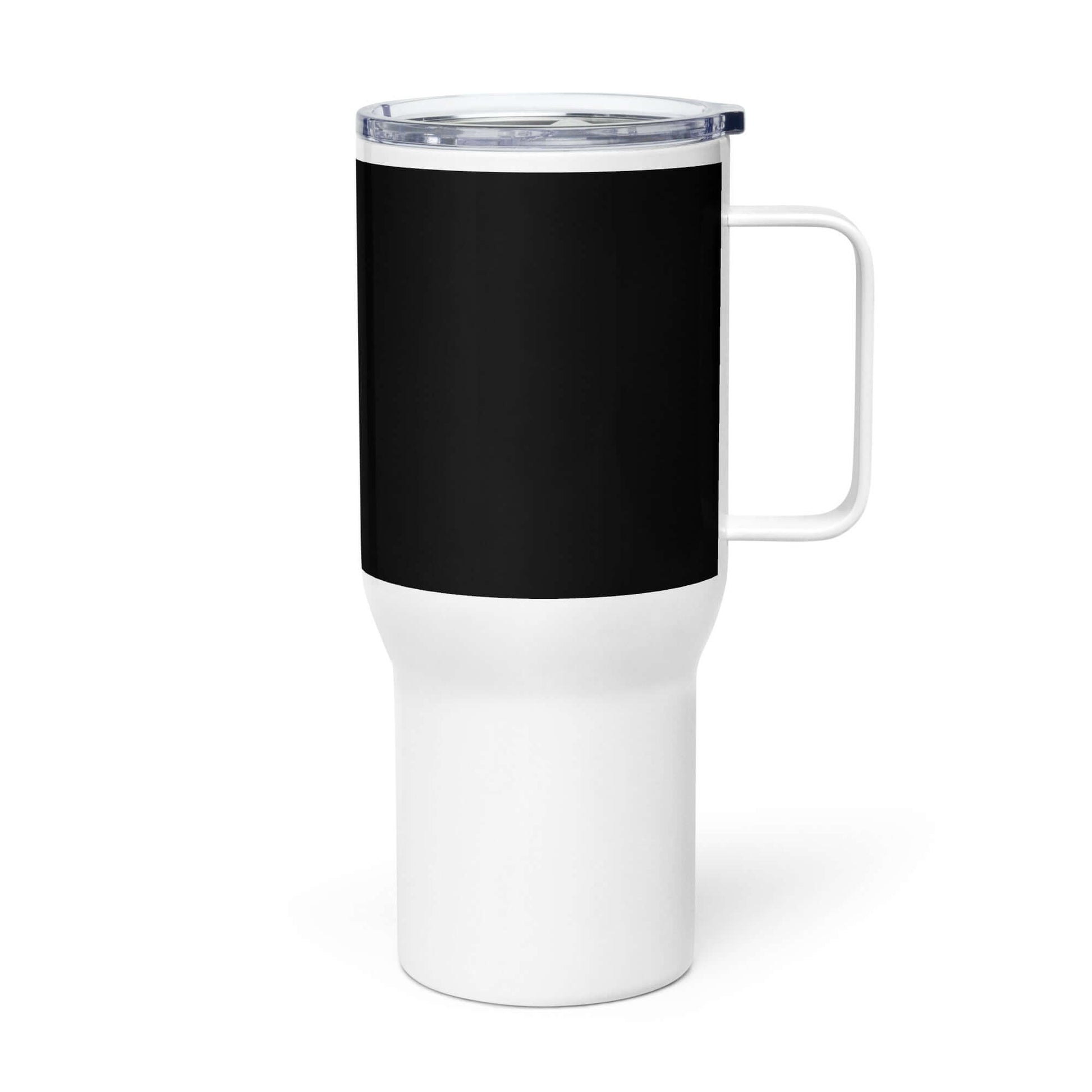 4 Vision Stainless Steel Travel Mug in black and white, perfect for eyewear and fashion accessories on the go.