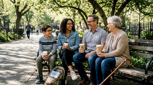 Four people of different ages in stylish glasses