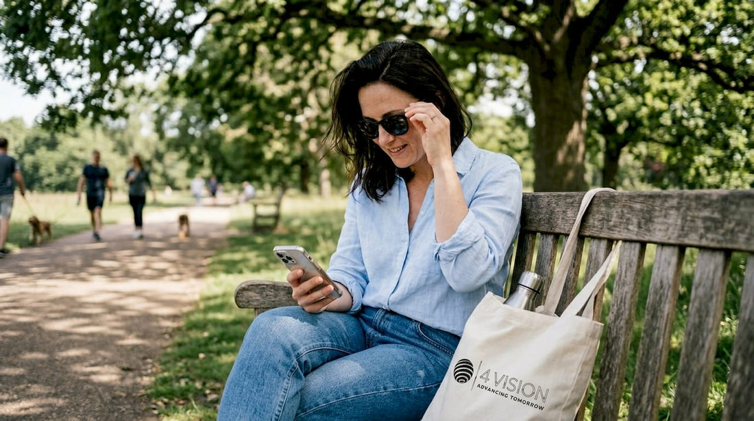 Woman wearing sunglasses in a sunny park