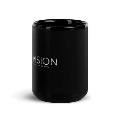 4 Vision Signature Ceramic Mug in sleek black with glossy finish, perfect for fashion accessories and eyewear accessories.