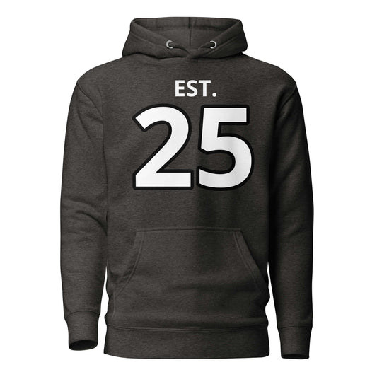 4 Vision Premium Streetwear Hoodie – Classic Fit with Pouch Pocket in charcoal gray with EST. 25 design.