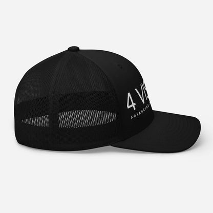 4 Vision Classic Mesh Trucker Cap – Six-Panel Adjustable Hat side view, showcasing the mesh back and sleek design.