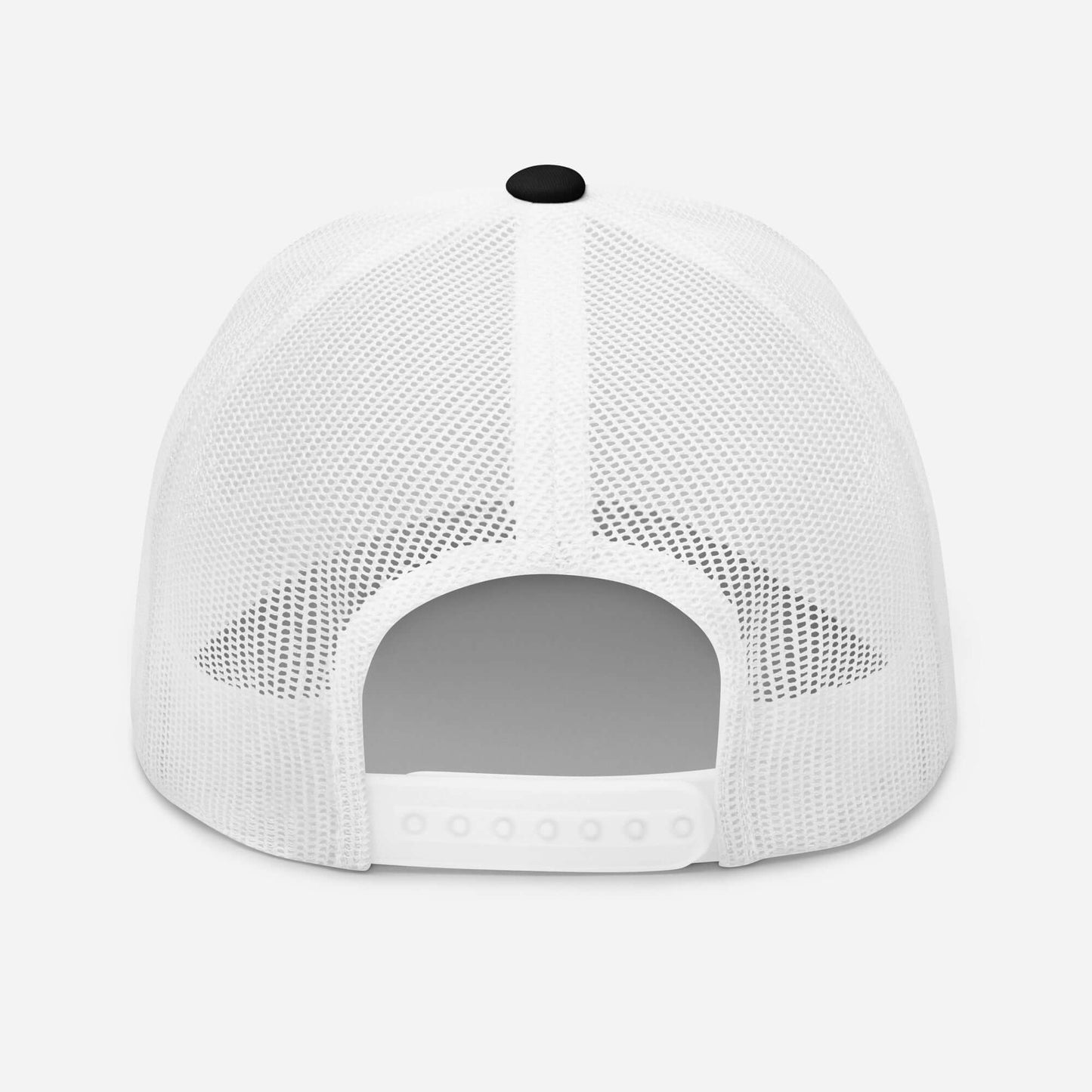 Back view of the 4 Vision Classic Mesh Trucker Cap – Six-Panel Adjustable Hat showcasing mesh and adjustable closure.