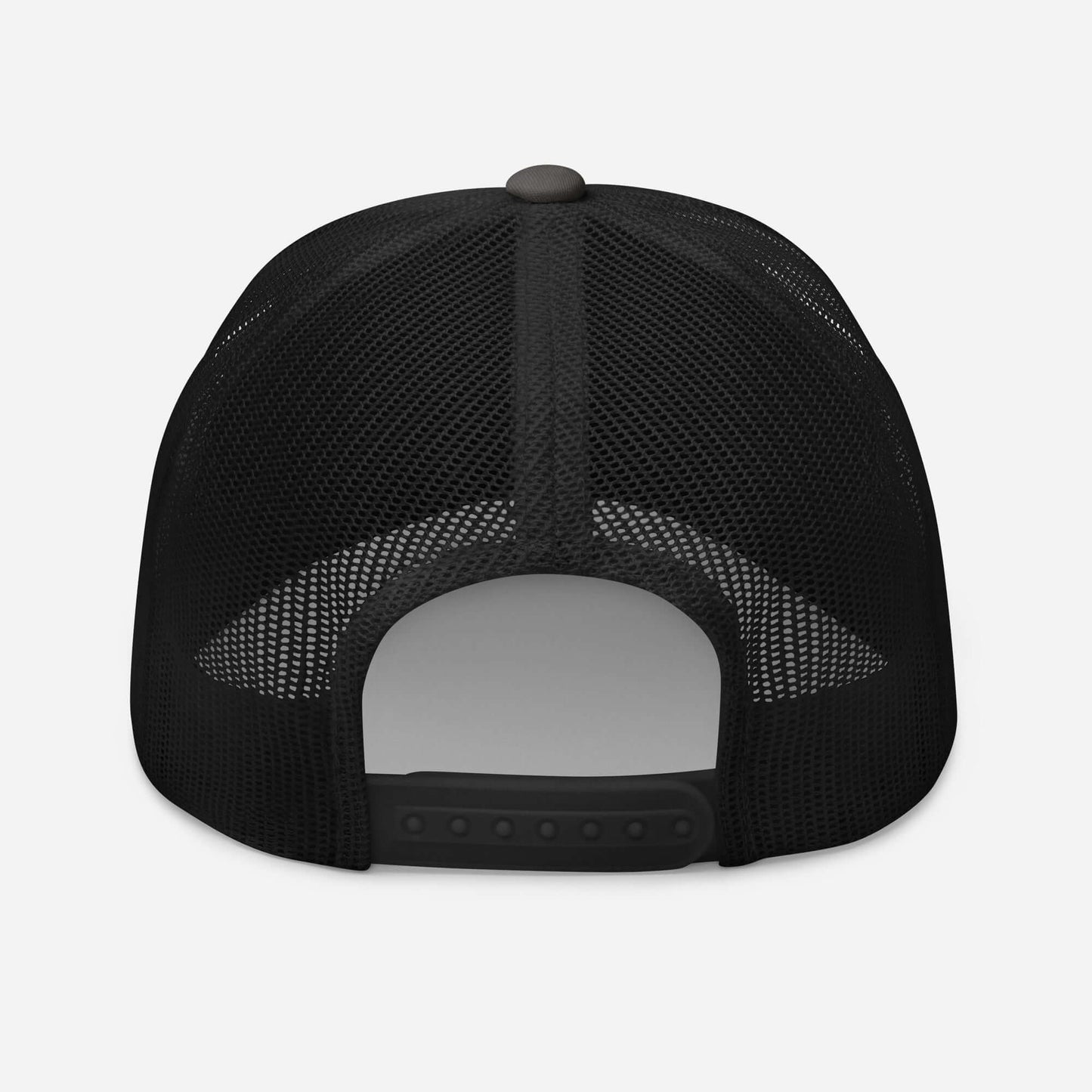 Back view of the 4 Vision Classic Mesh Trucker Cap – Six-Panel Adjustable Hat showcasing mesh design and adjustable closure.