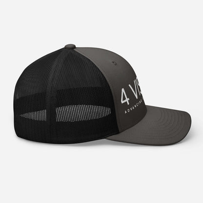 4 Vision Classic Mesh Trucker Cap – Six-Panel Adjustable Hat side view showcasing the mesh back and structured design.
