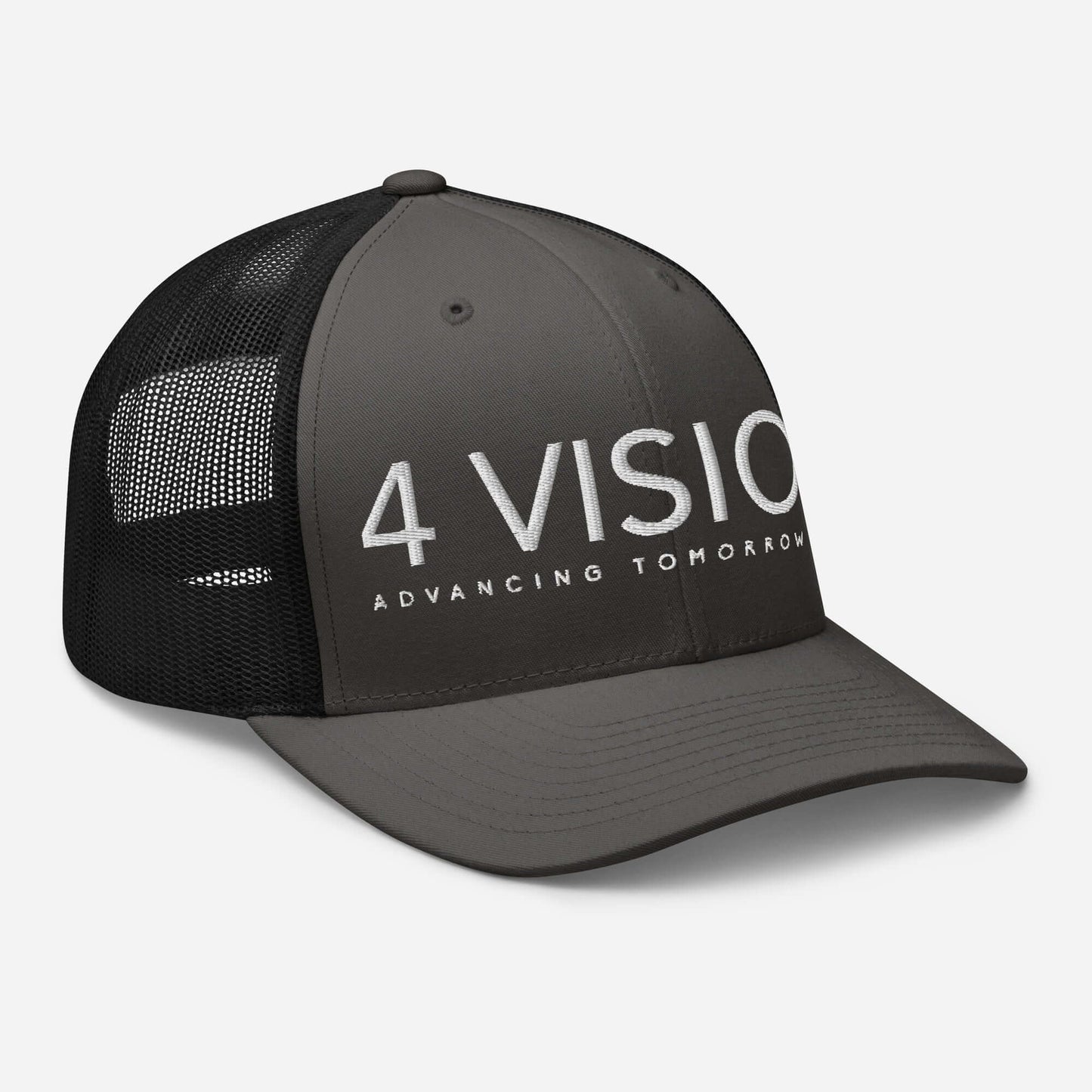 4 Vision Classic Mesh Trucker Cap – Six-Panel Adjustable Hat in gray with a mesh back and structured design.