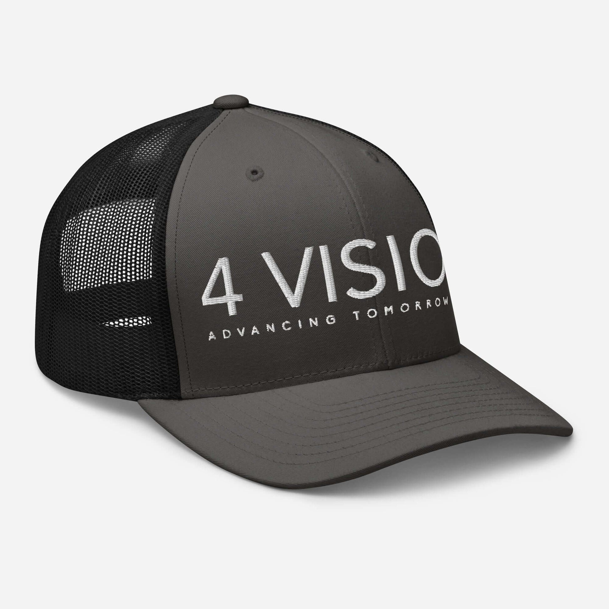4 Vision Classic Mesh Trucker Cap – Six-Panel Adjustable Hat in gray with a mesh back and structured design.