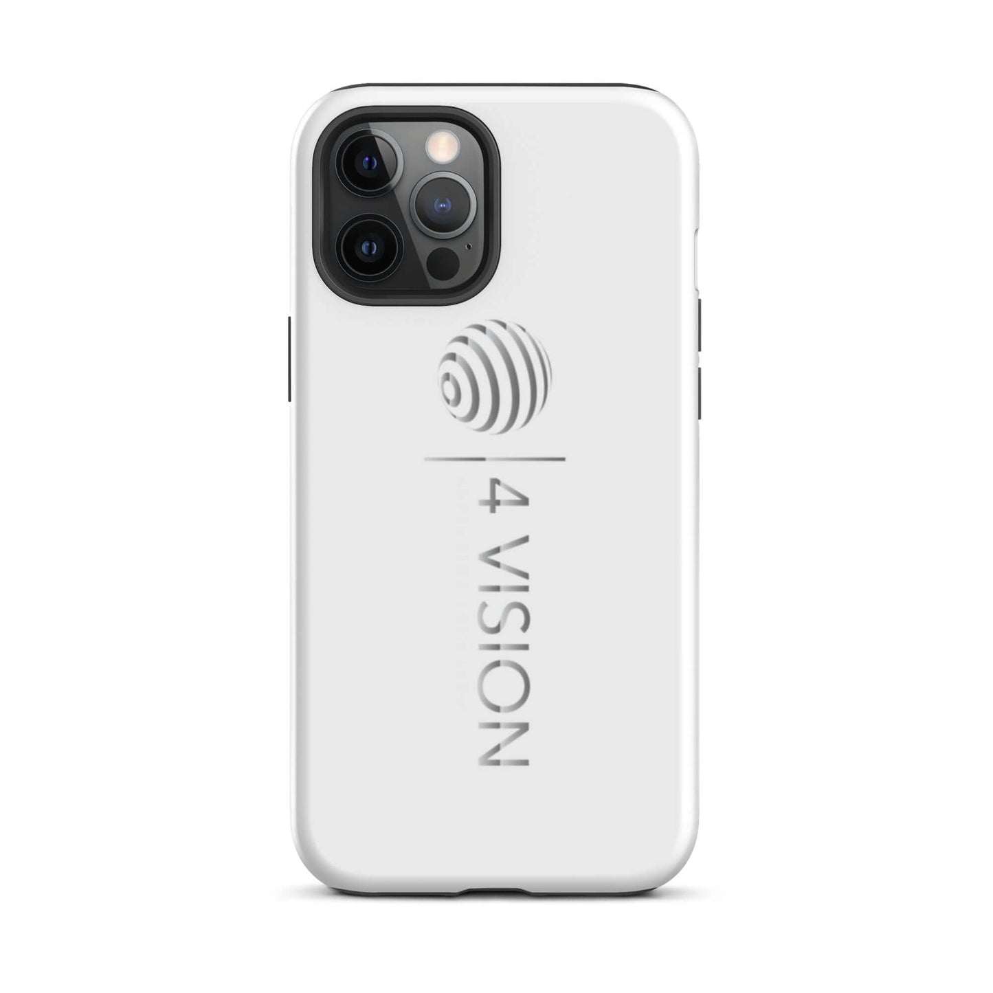 4 Vision Dual-Layer Protective Phone Case – Shock Absorbing & Stylish, white design with logo, eyewear and fashion accessories.