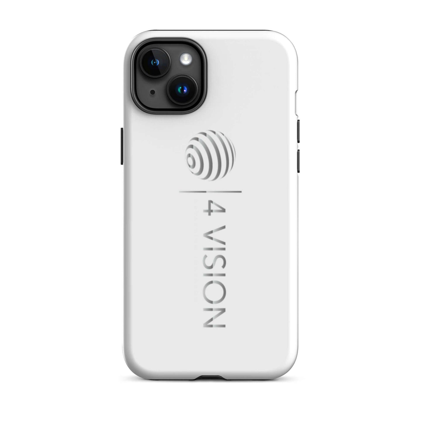 4 Vision Dual-Layer Protective Phone Case – Shock Absorbing & Stylish design in white with logo.